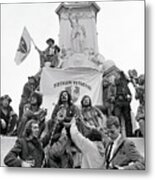 War Protesters Standing In Front Metal Print