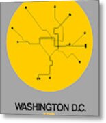 Washington D.c. Yellow Subway Map Metal Print
