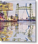 Water Reflection Rotterdam Bridges Metal Print