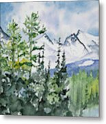 Watercolor - Brainard Lakes Winter Landscape Metal Print