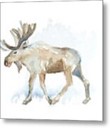 Watercolor Moose Metal Print