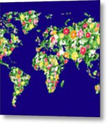 Watercolor Silhouette World Map Png Ii Metal Print