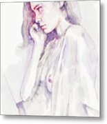 Watercolour Sensual Portrait Metal Print