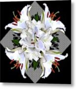 White Lily Collage For Pillows Metal Print