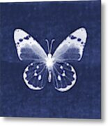 White And Indigo Butterfly 1- Art By Linda Woods Metal Print