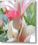 White And Pink Flowers In Pastel Metal Print