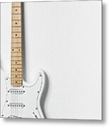 White Electric Guitar Metal Print