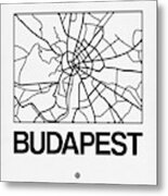 White Map Of Budapest Metal Print