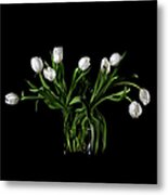 White Tulips In Vase Metal Print