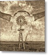 Windmill And Bison 001 Metal Print