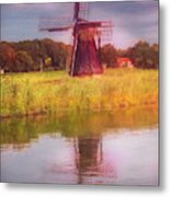 Windmill In The Morning Painting Metal Print