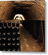 Wine Bottles In A Cellar Metal Print