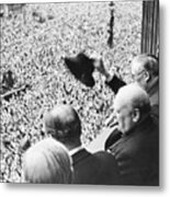 Winston Churchill Addresses Huge Crowd Metal Print