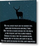 Winter Solstice Yule Elk And Crescent Moon Blessing Metal Print