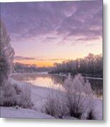 Winter Sunrise On The River Metal Print