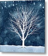 Winter Tree Beneath A Starlit Sky Metal Print