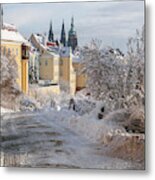 Winter View Of St Vitus Cathedral And Hradcany Metal Print