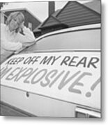 Woman Leaning On Ford Pinto Metal Print