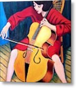 Woman Playing Cello - Bereny Robert Study Metal Print