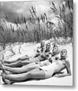 Women Sunbathing At The Beach Metal Print