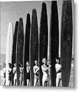 Women With Surf Paddleboards Metal Print