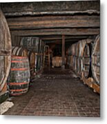 Wooden Barrels In A Cider Winery Metal Print