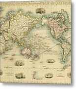 World Antique Map Metal Print