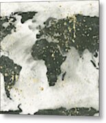 World Map Gold Speckle Metal Print