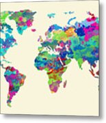 World Map Watercolor Metal Print