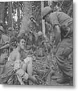 Wounded Soldier Awaiting Evacuation Metal Print