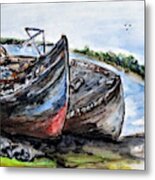 Wrecked River Boats Metal Print