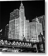 Wrigley Building At Night, Downtown Metal Print