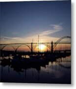 Yaquina Bay Sunset Metal Print