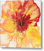 Yellow And Red Hibiscus Metal Print