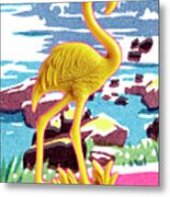 Yellow Flamingo Metal Print