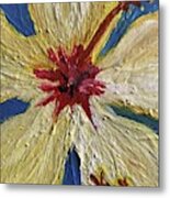 Yellow Hibiscus With Red Heart Metal Print