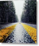 Yellow Lines Metal Print