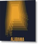 Yellow Map Of Alabama Metal Print