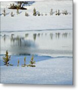 Yellowstone's Divide Lake And Reflections In Deep Winter Metal Print