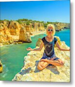 Yoga In Algarve Coast Metal Print