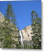 Yosemite National Park Bridal Veil Falls Twin Trees View Metal Print