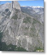 Yosemite National Park Half Dome Rock Snow Capped Mountain Range View From Glacier Point Metal Print