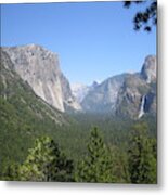 Yosemite National Park Yosemite Valley Bridal Veil Falls View With Half Dome And El Capitan Metal Print