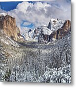 Yosemite Valley In Snow Metal Print