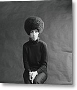 Young African-american Woman With Afro Metal Print