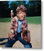 Young Bobby Wheeler Wearing Baseball Metal Print