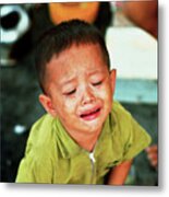 Young Vietnamese Boy Crying Metal Print