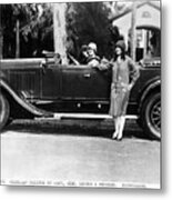 Young Women With 1927 Cadillac Phaeton Metal Print