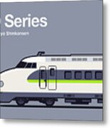 0 Series Shinkansen Bullet Train Side Grey Metal Print