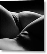 0876 Black White Abstract Art Nude Two Women Metal Print